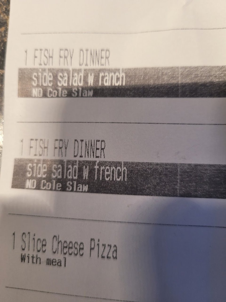 Menu board showing sides and drinks